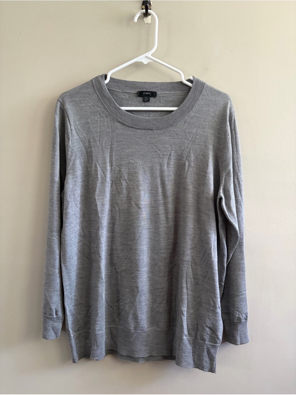 J. Crew 100% Merino Wool Lightweight Soft Grey size XL